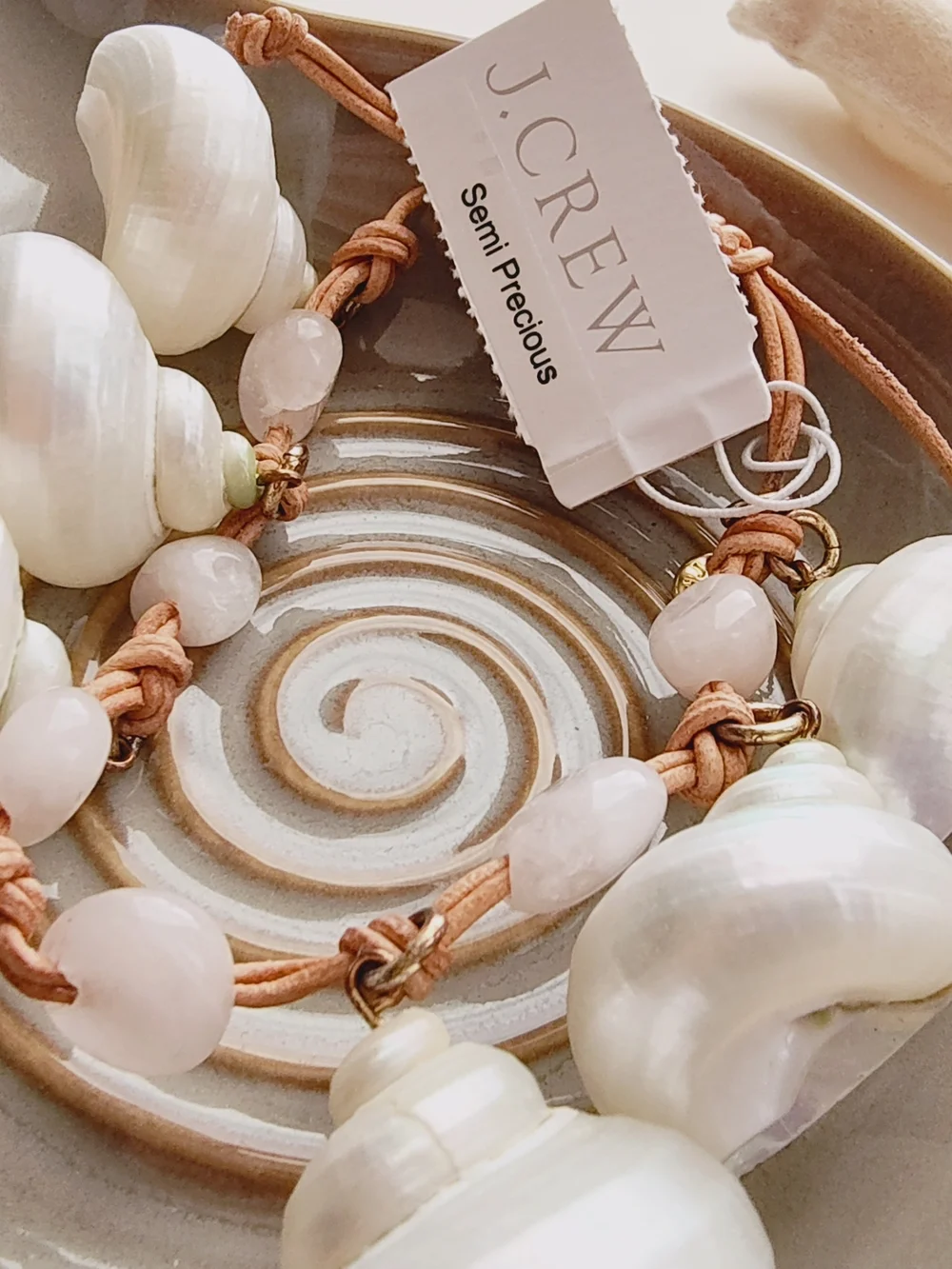 NWT J.Crew Semi Precious White Shell Statement Bracelet